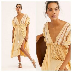Free People Boho Vneck Button down Midi dress